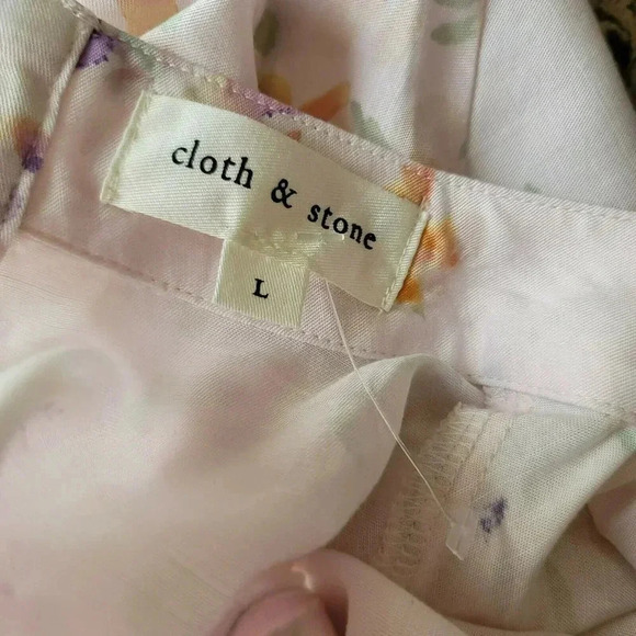 Cloth & stone Size L Button Up front Tiered Floral mini Dress Sleeveless NWOT - Picture 3 of 10